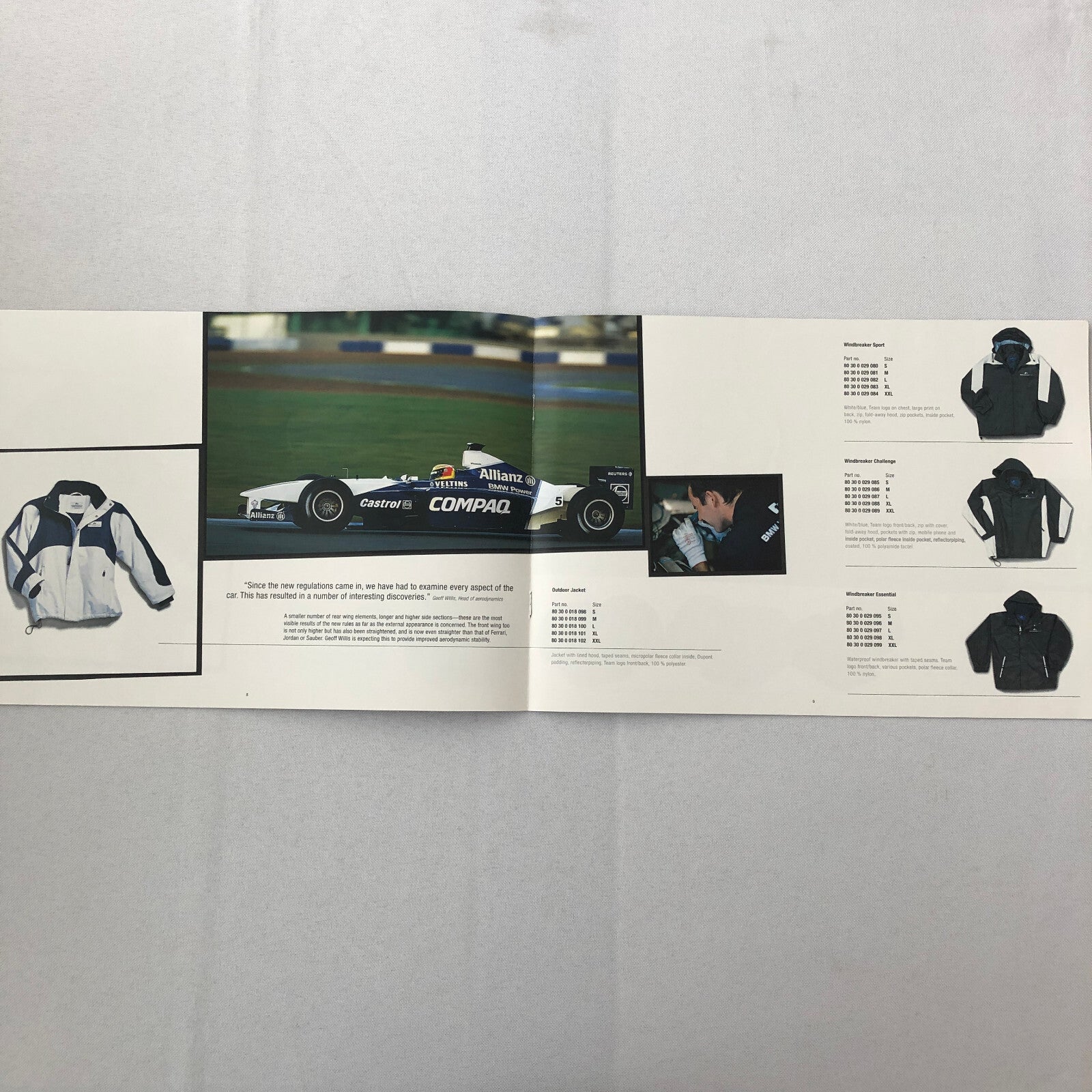 2001 BMW Williams F1 Team Collection Clothing and Lifestyle Accessories Brochure