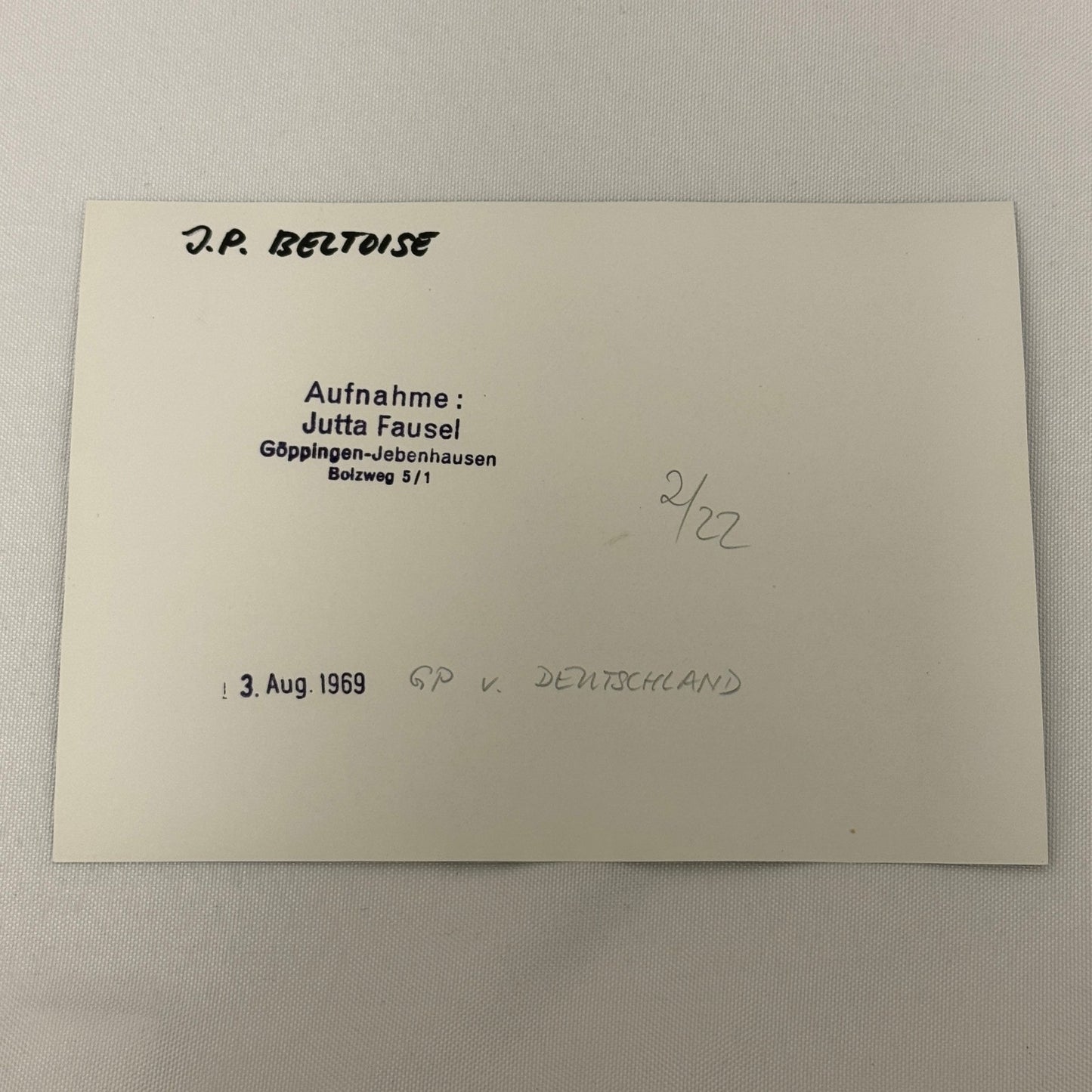 Vintage Racing Photo JP Beltoise 1969 German Grand Prix Motorsport Photograph