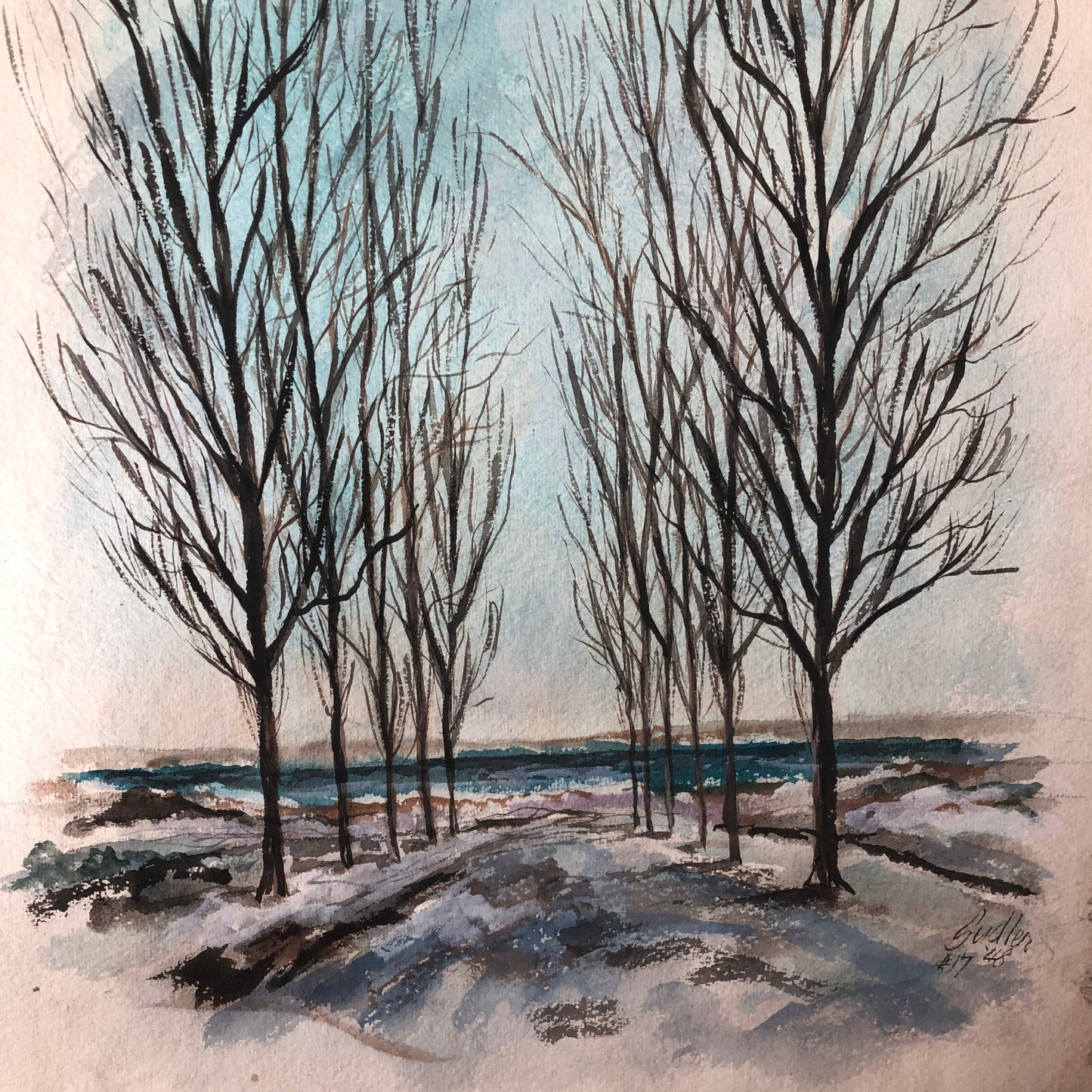 Vintage Painting Art Artwork Artist Arthur E Sudler 1948 Signed Trees