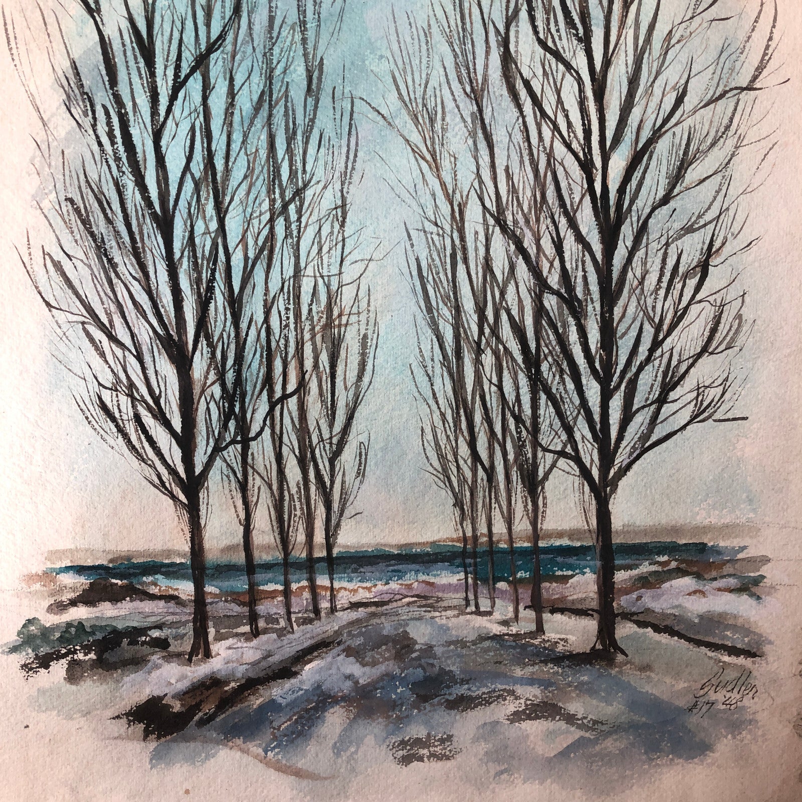 Vintage Painting Art Artwork Artist Arthur E Sudler 1948 Signed Trees