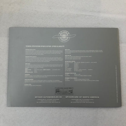 Spyker Car Sales Brochure Catalog C8 Spyder C8 Laviolette