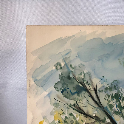 Vintage Painting Art Artwork Artist Arthur E Sudler Trees Houses