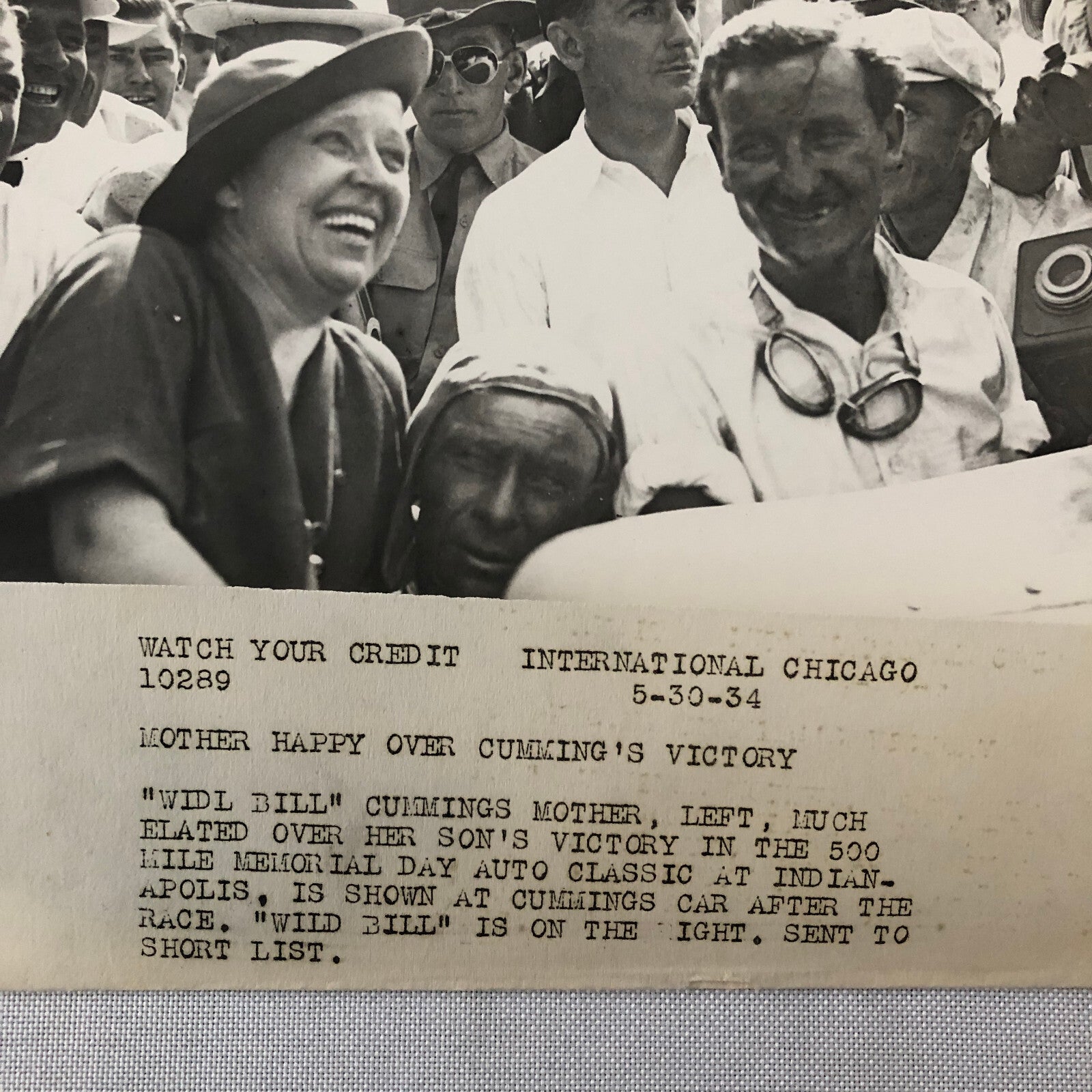 Press Photo Photograph Wild Bill Cummings Indianapolis Indy 500 Racing Race Win
