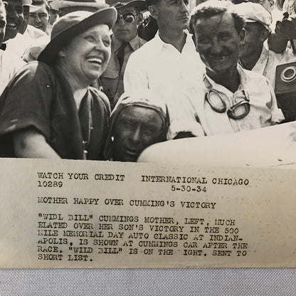 Press Photo Photograph Wild Bill Cummings Indianapolis Indy 500 Racing Race Win