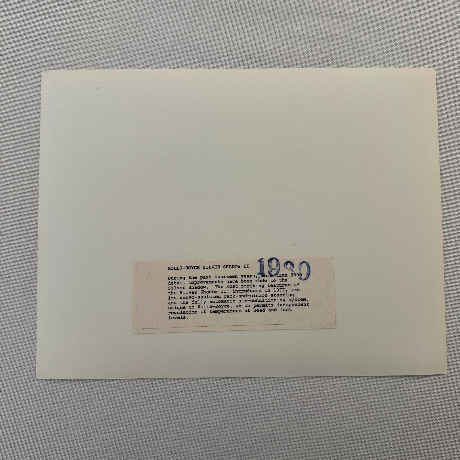 Rolls Royce Silver Shadow II Car Factory Press Photo Photograph Print 1980