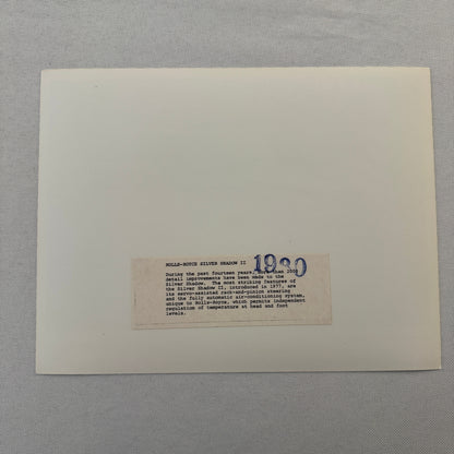 Rolls Royce Silver Shadow II Car Factory Press Photo Photograph Print 1980