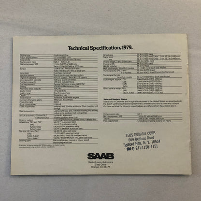 1979 Saab 900 Series Car Sales Brochure Catalog GLE Turbo EMS Vintage