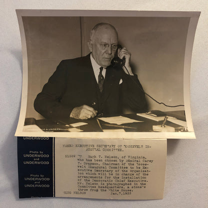 Press Photo Photograph FDR President Franklin Roosevelt Inauguration Hugh Nelson