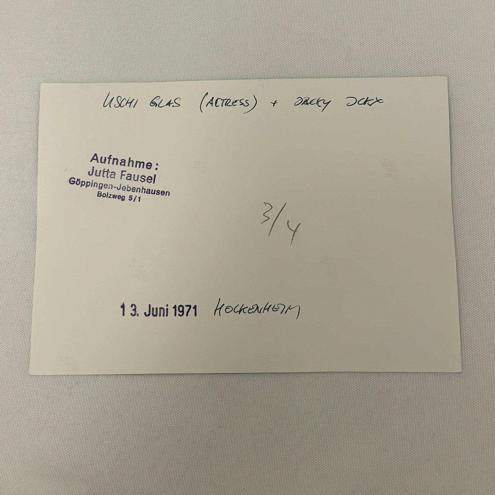 Vintage Racing Photo 1971 Hockenheim Jacky Ickx with Actress Uschi Glas