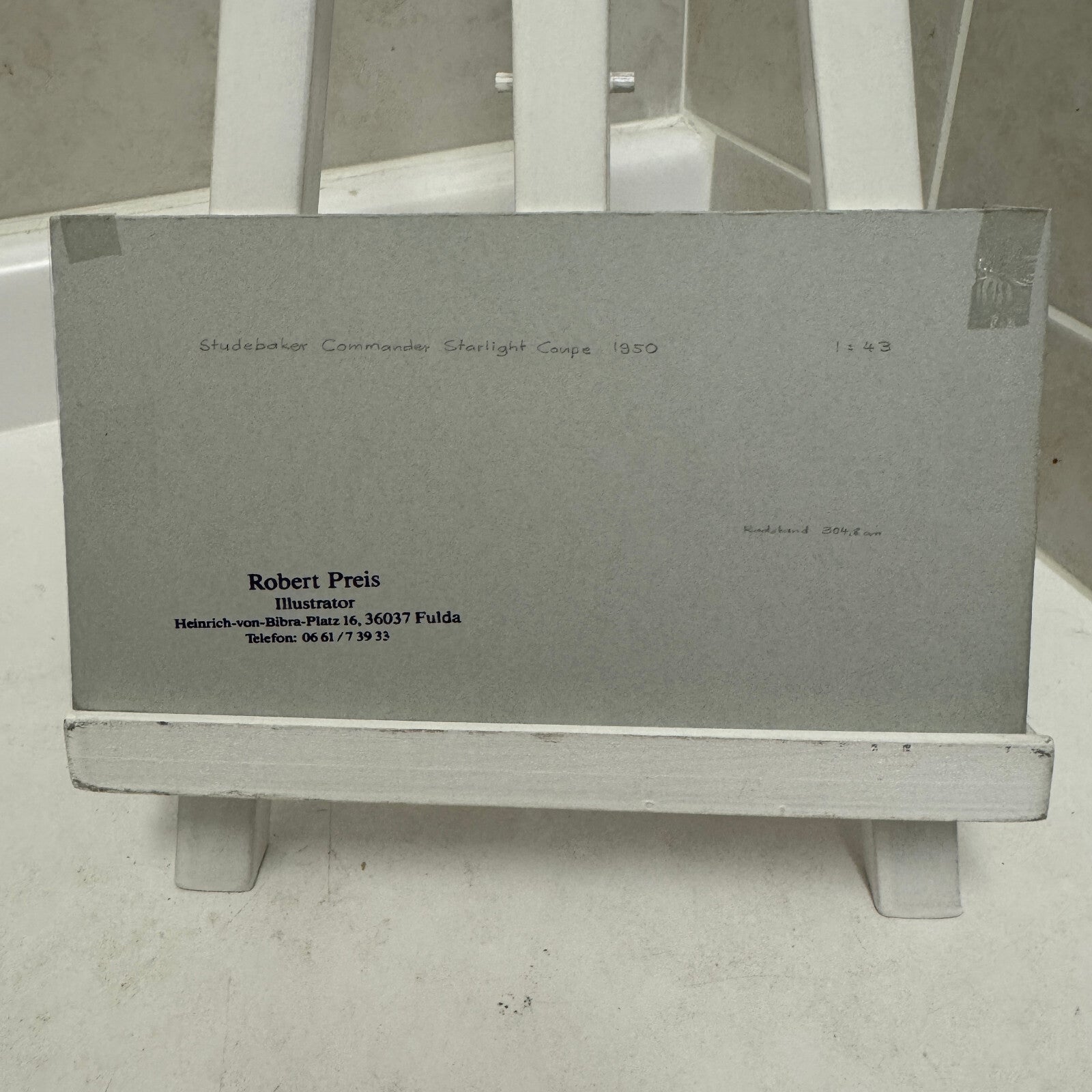 1950 Studebaker Commander Car Illustration Art Drawing Vintage Miniature