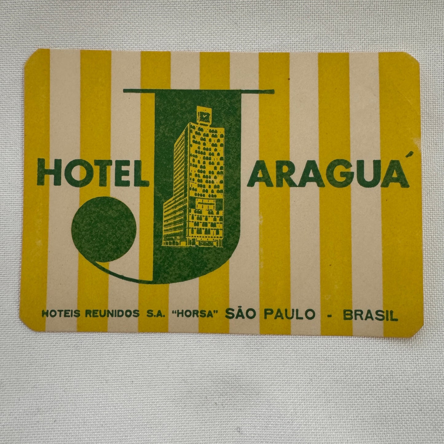 Vintage Travel Luggage Label Hotel Aragua Sao Paulo Brasil Brazil Brazilian