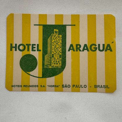 Vintage Travel Luggage Label Hotel Aragua Sao Paulo Brasil Brazil Brazilian