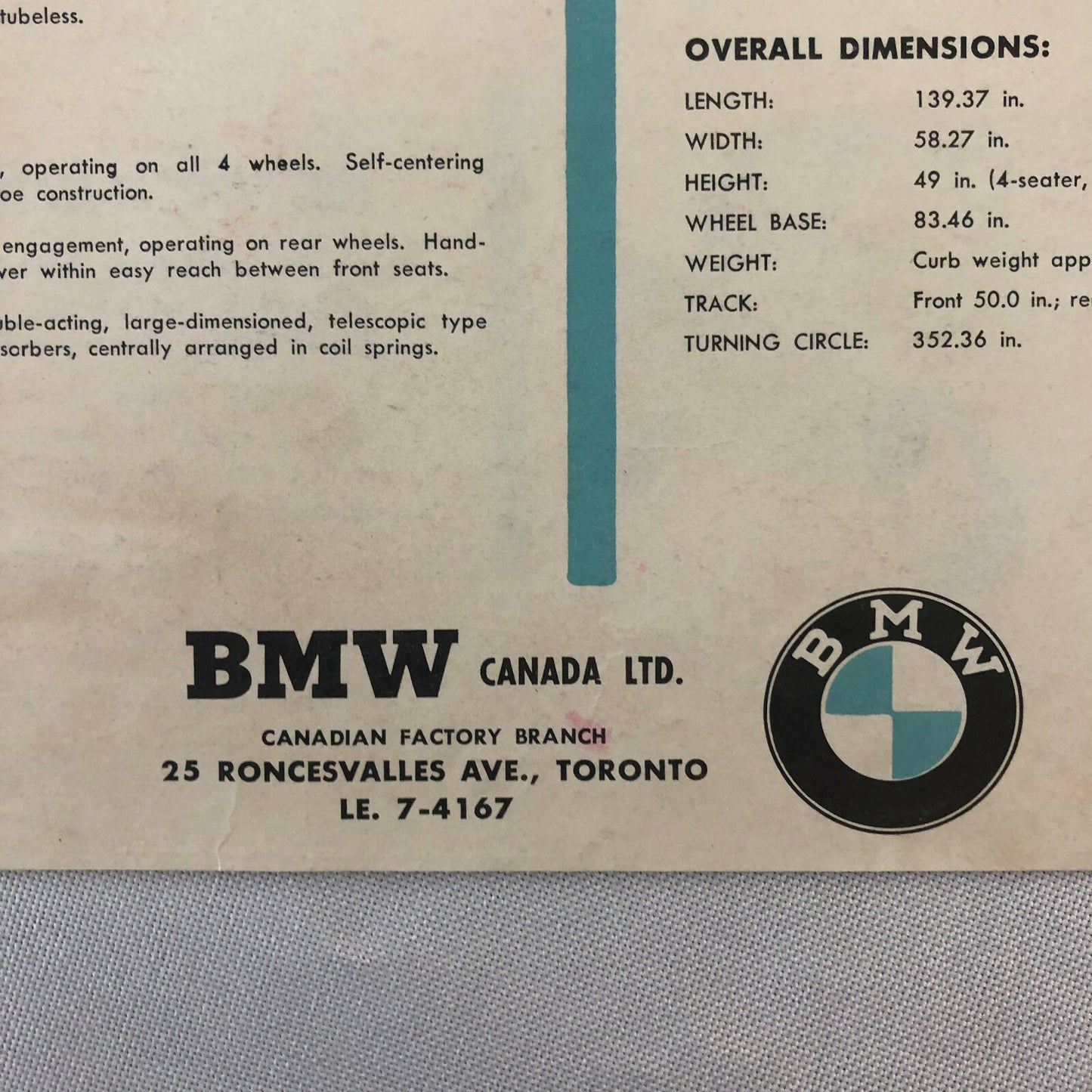 1960 1961 ? BMW 700 Sales Brochure 700 Sport Coupe & 700 4-Seater