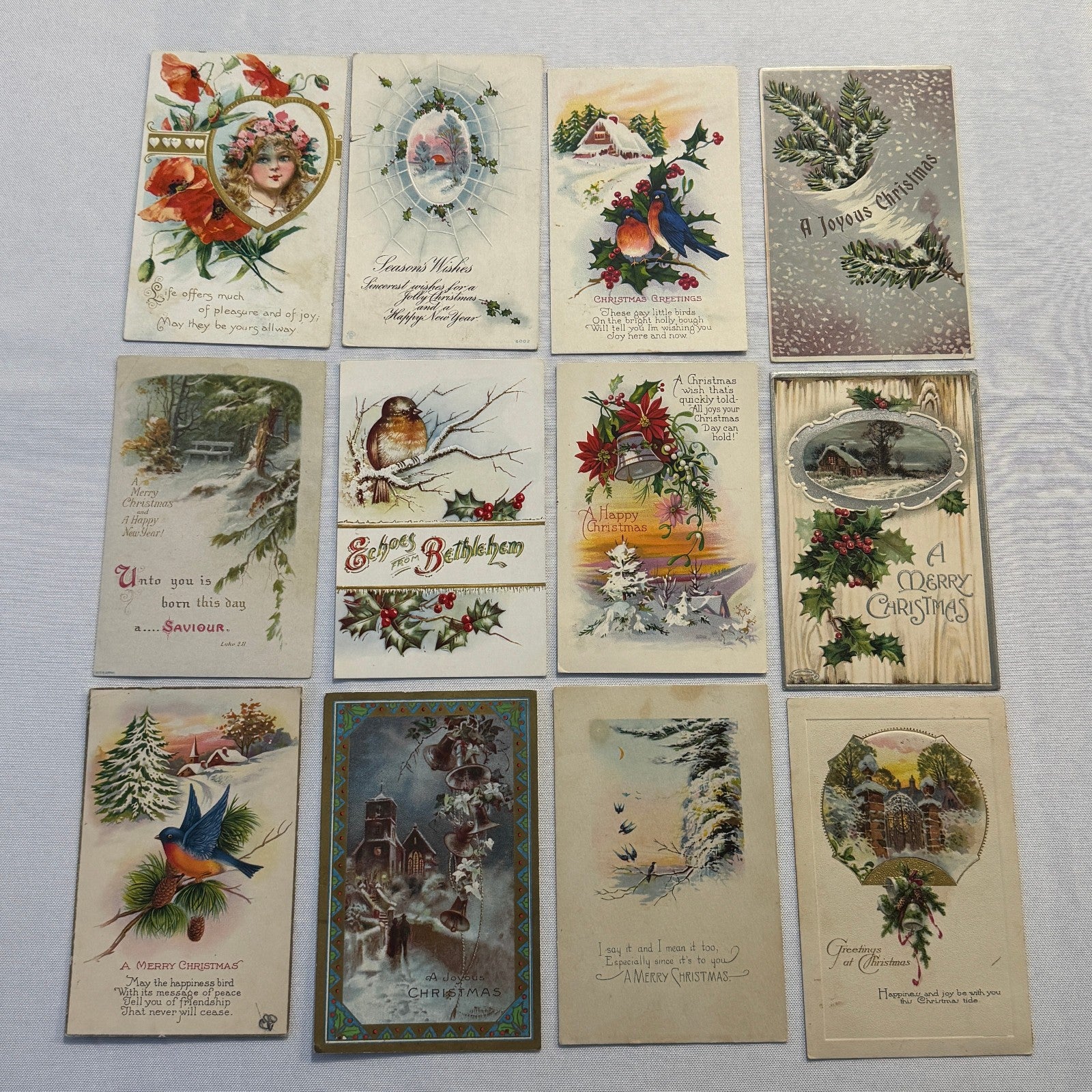 Antique Christmas & New Years Postcard Collection Lot Birds Flowers Xmas 100+