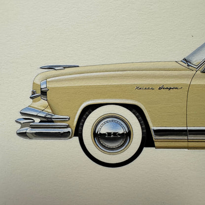 1953 Kaiser Dragon Car Automobile Illustration Art Drawing Hand Drawn