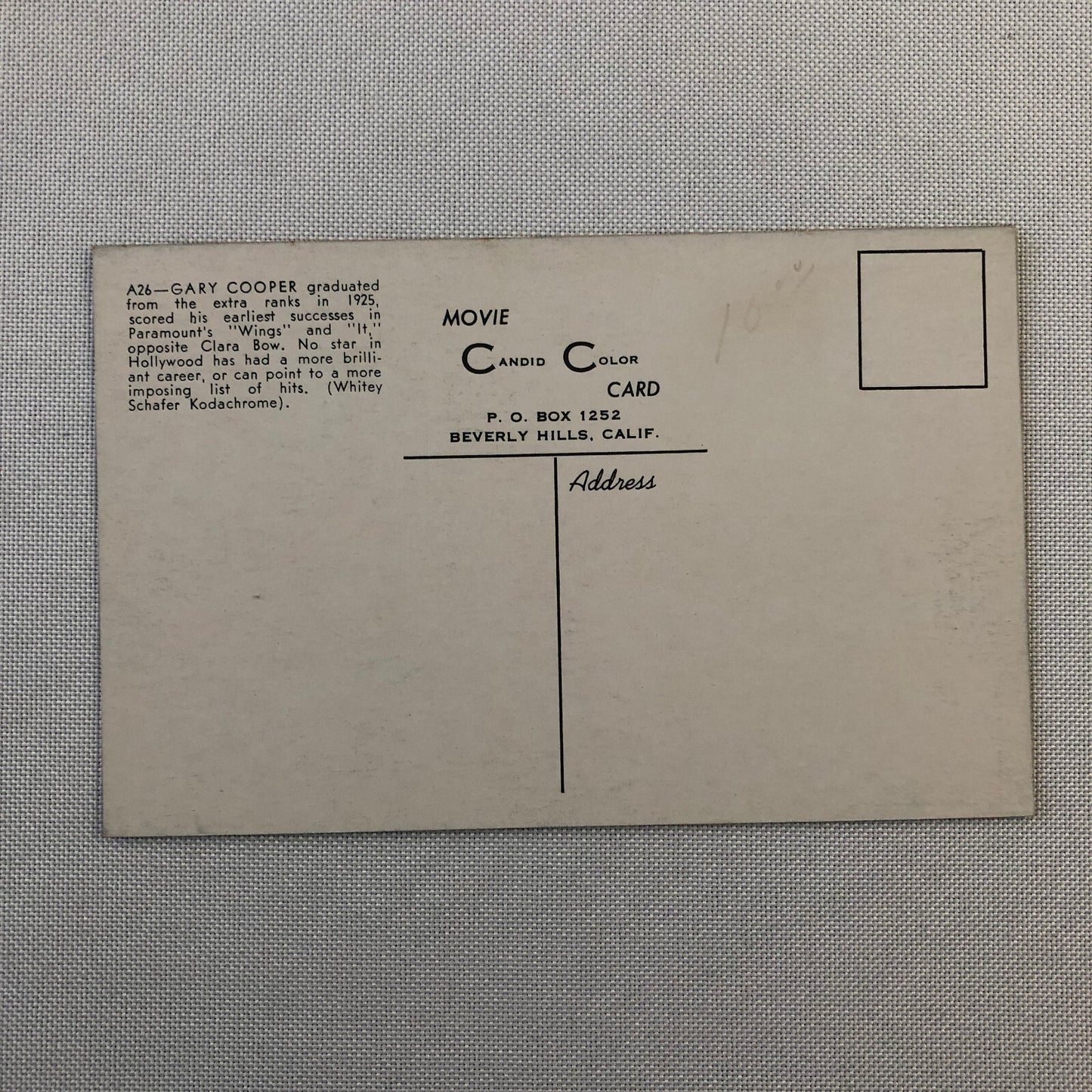 Vintage Gary Cooper Actor Postcard Post Card 