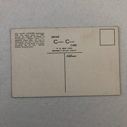 Vintage Gary Cooper Actor Postcard Post Card 