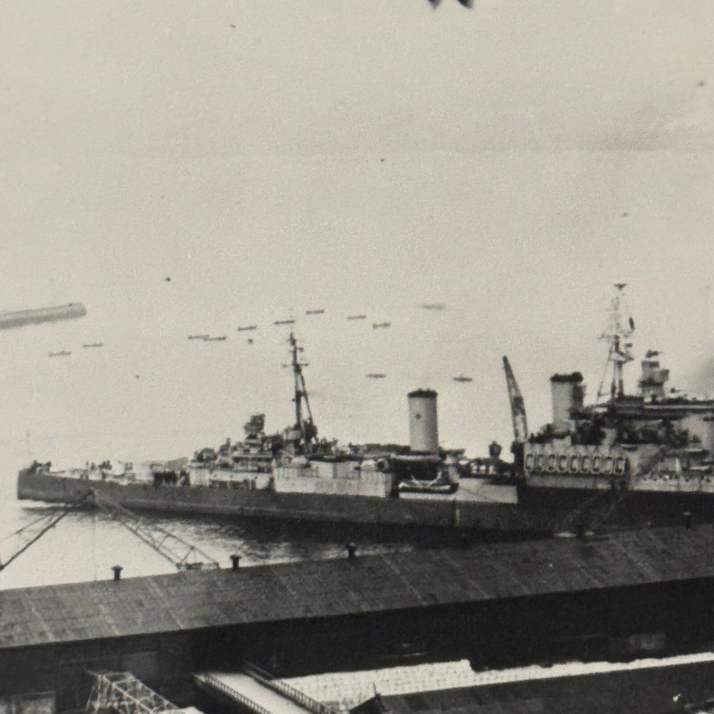 HMCS Uganda Military Ship in Valparaiso Bay Chile 1946 Photo Photograph Modern