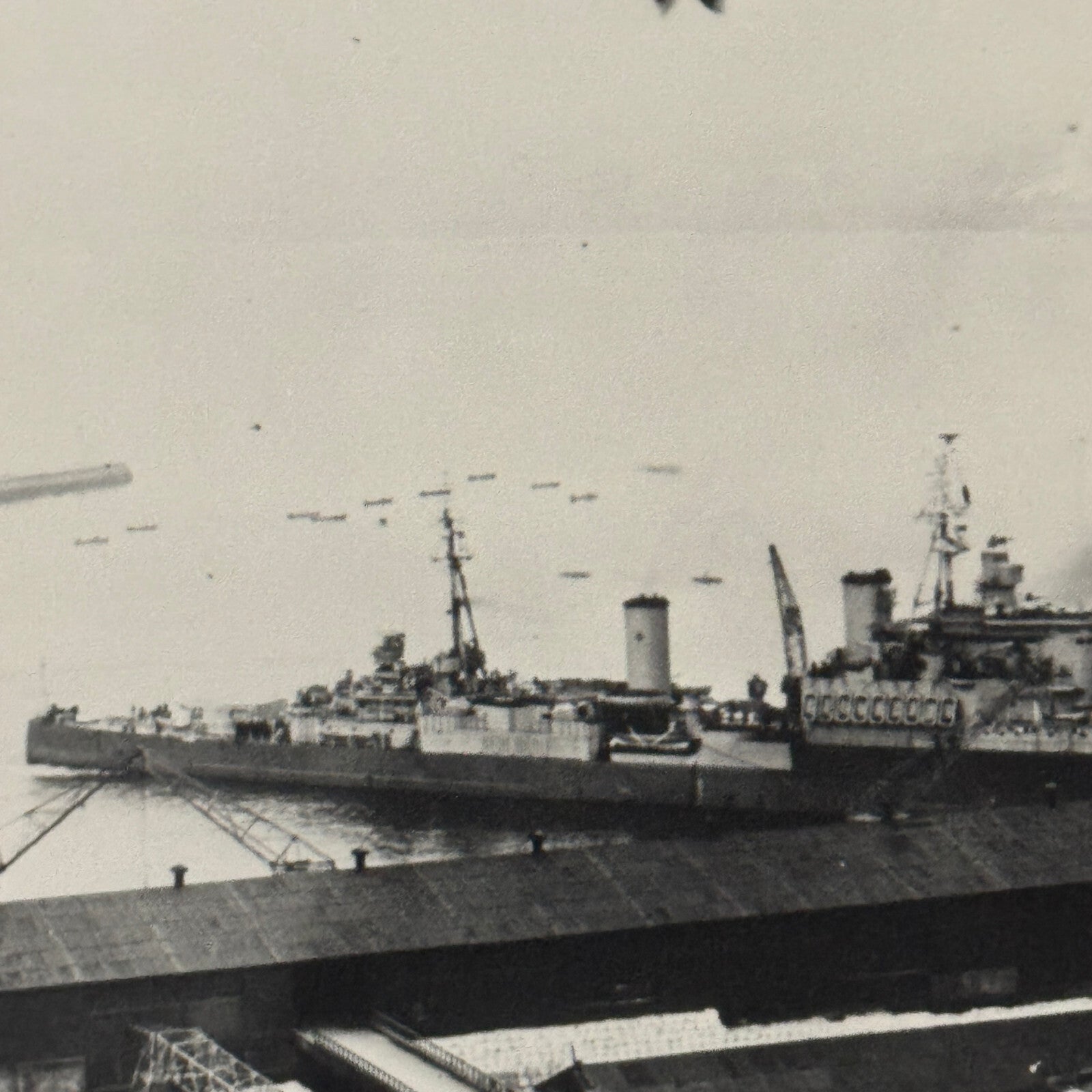 HMCS Uganda Military Ship in Valparaiso Bay Chile 1946 Photo Photograph Modern