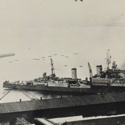 HMCS Uganda Military Ship in Valparaiso Bay Chile 1946 Photo Photograph Modern
