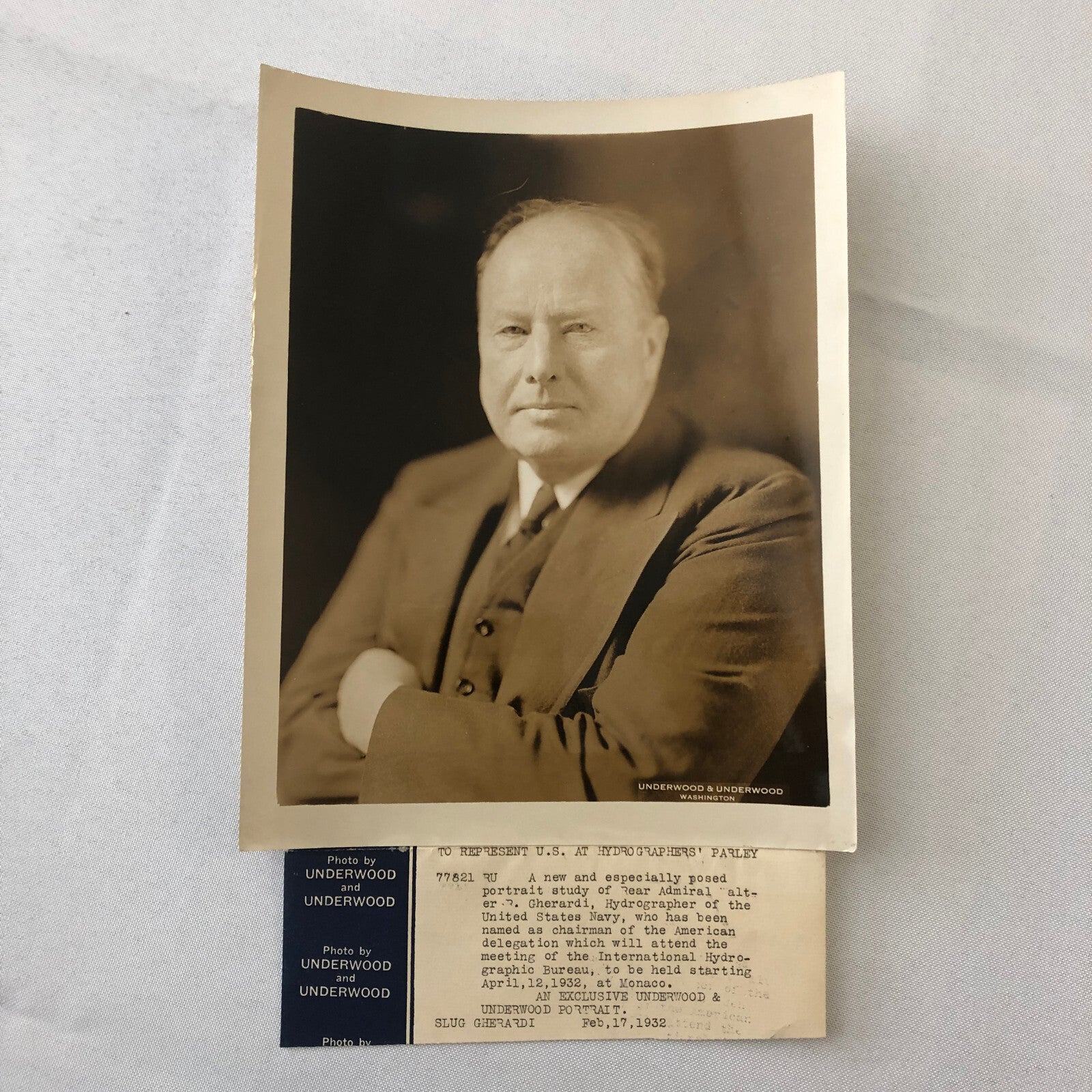 Press Photo Photograph Navy Rear Admiral Walter Gherardi Hydrographer 1932
