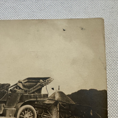 Vintage Real Photo Postcard RPPC People with Early Automobile Car Vehicle