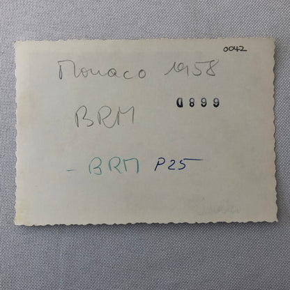 Vintage Racing Photo Photograph BRM Car 1958 Monaco Grand Prix