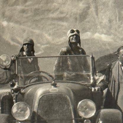 Vintage Photograph Photo Antique People with Early Automobile Car Mountain