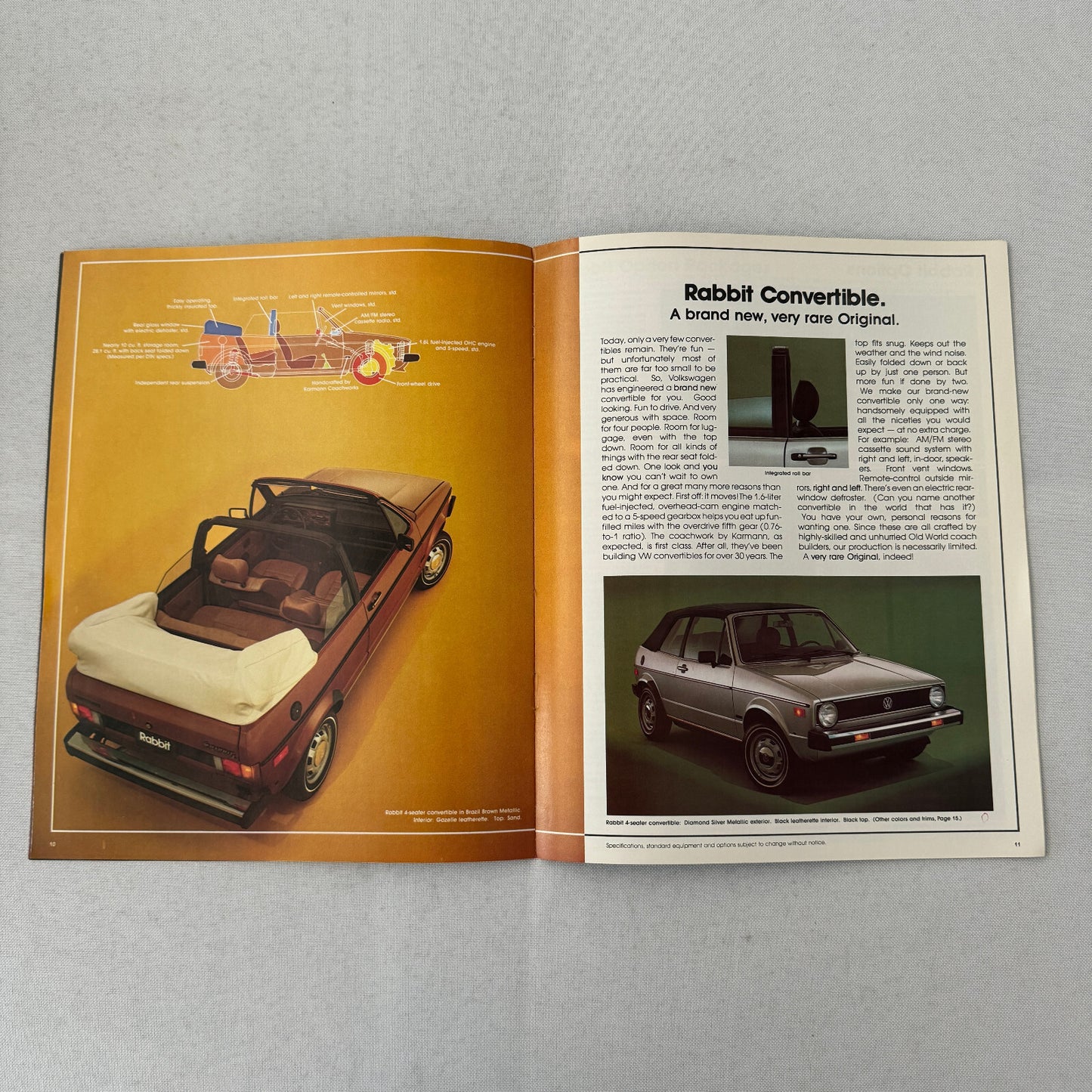 1980 Volkswagen VW Rabbit Car Sales Brochure Catalog Coupe Sedan Convertible