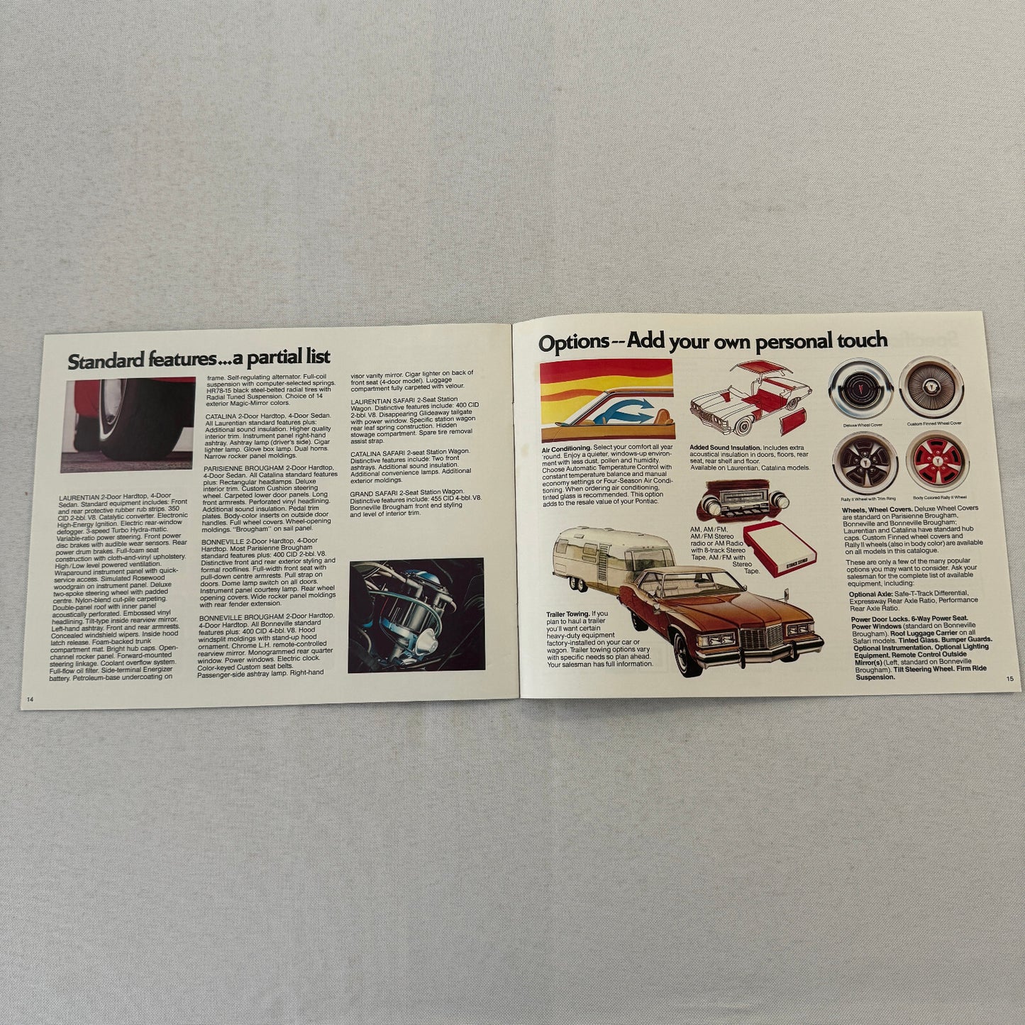 1976 Pontiac Sales Brochure Catalog Parisienne Laurentian Catalina Bonneville +