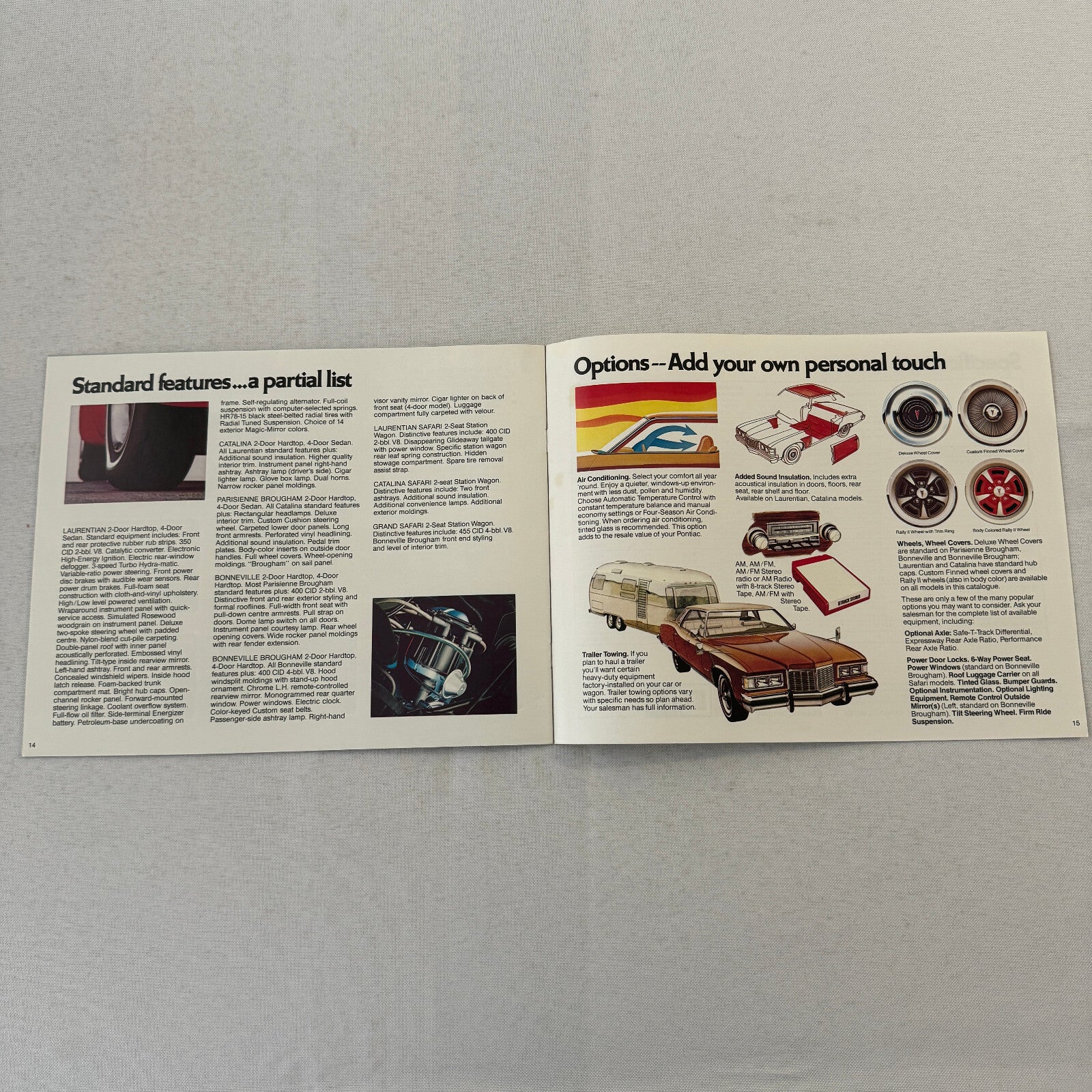 1976 Pontiac Sales Brochure Catalog Parisienne Laurentian Catalina Bonneville +