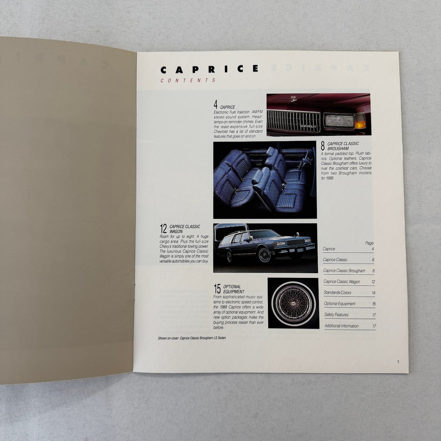 1988 Chevrolet Caprice Car Sales Brochure Catalog Brougham Wagon Sedan