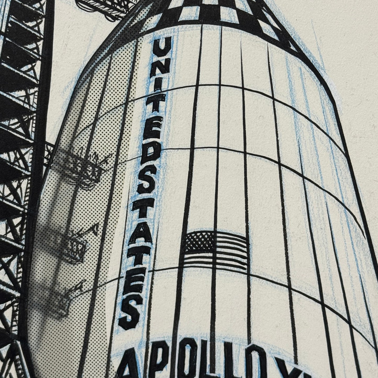 Apollo XI Space Mission Original Cartoon Art Illustration Sketch Art 1969 NASA