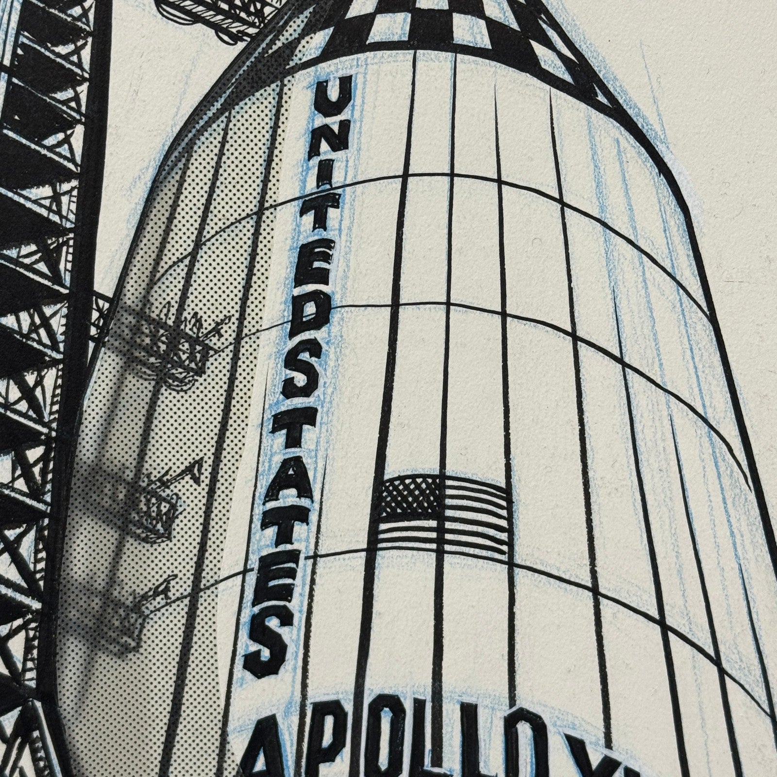 Apollo XI Space Mission Original Cartoon Art Illustration Sketch Art 1969 NASA