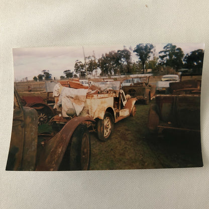 Vintage Chevrolet Car Junk Yard Photo Photograph Print Lot of 2 - 1927 and 1928