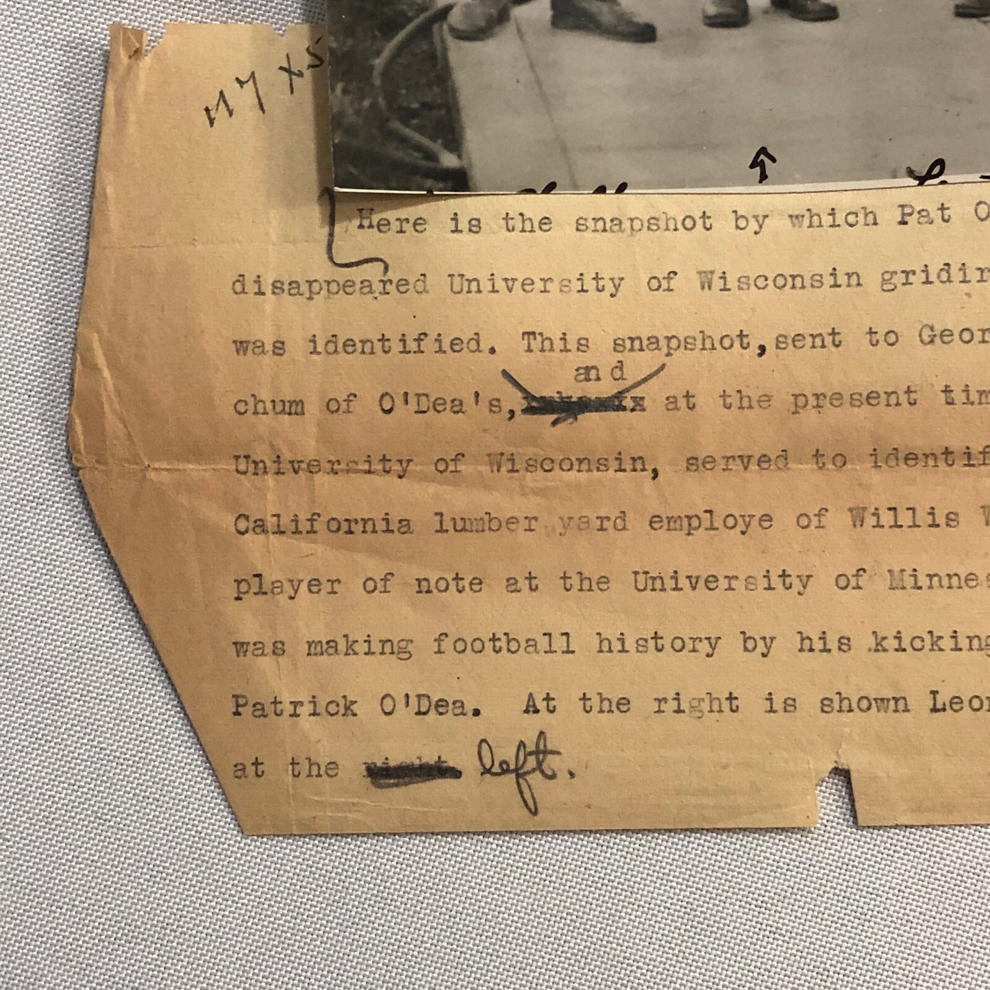 Press Photo Photograph Pat O'Dea Football Player American Australian 1920s News