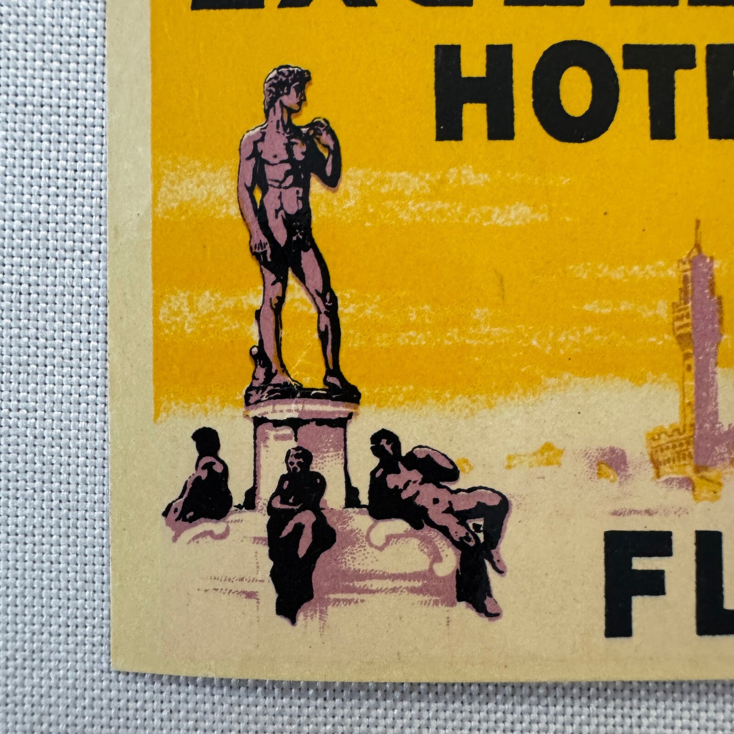 Vintage Hotel Travel Luggage Label Excelsior Hotel Florence Italy Italian Italie