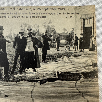 Vintage Zeppelin Airship Dirigible Postcard French Republique Military Disaster