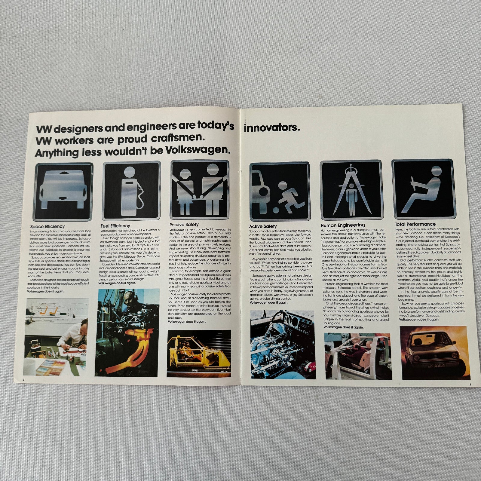 1980 Volkswagen VW Scirocco Car Sales Brochure Catalog Advertising