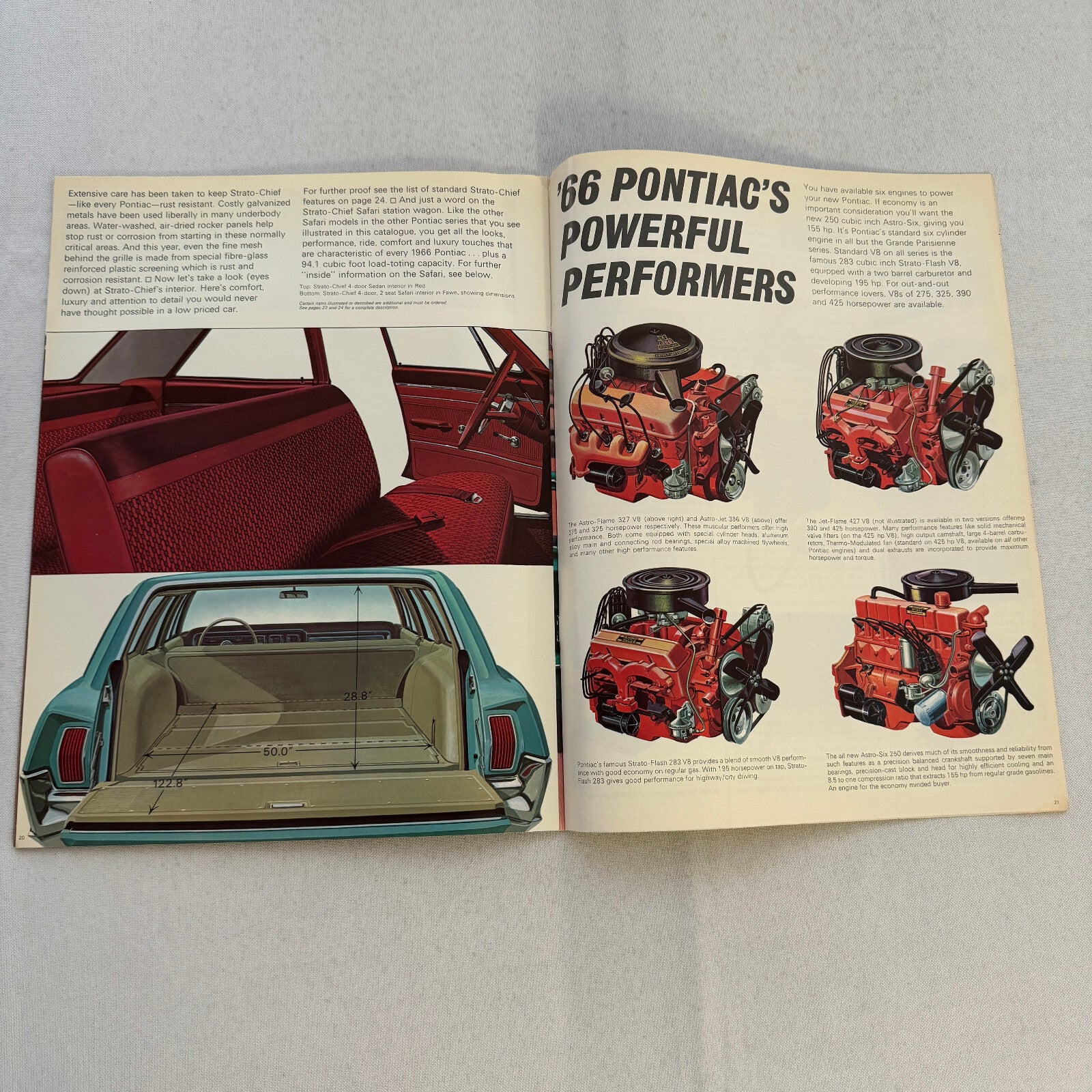1966 Pontiac Sales Brochure Catalog Grand Parisienne Laurentian Strato Chief