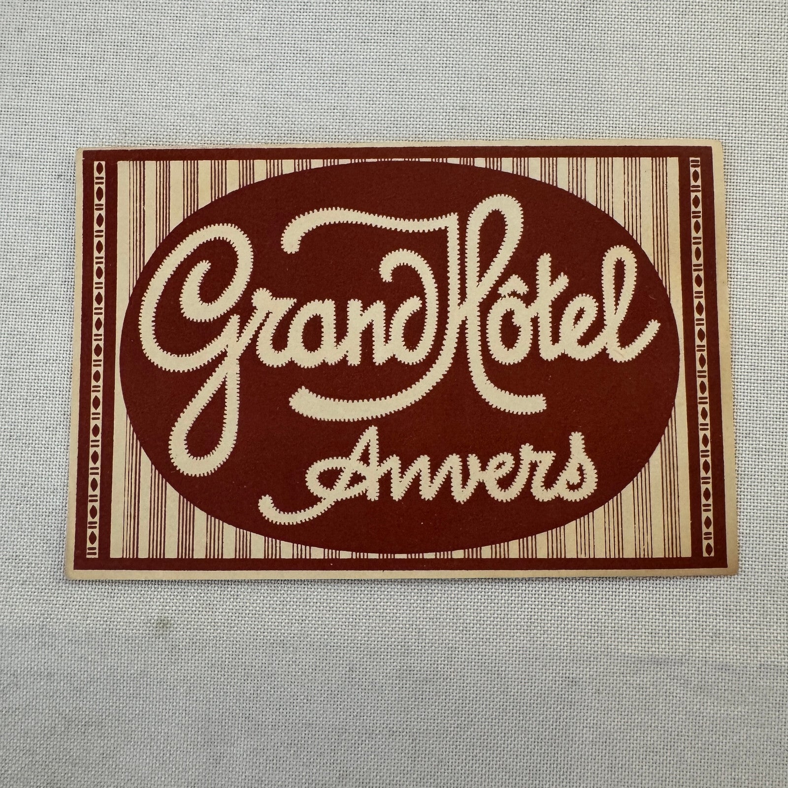Vintage Hotel Travel Label Grand Hotel Anvers Unidentified