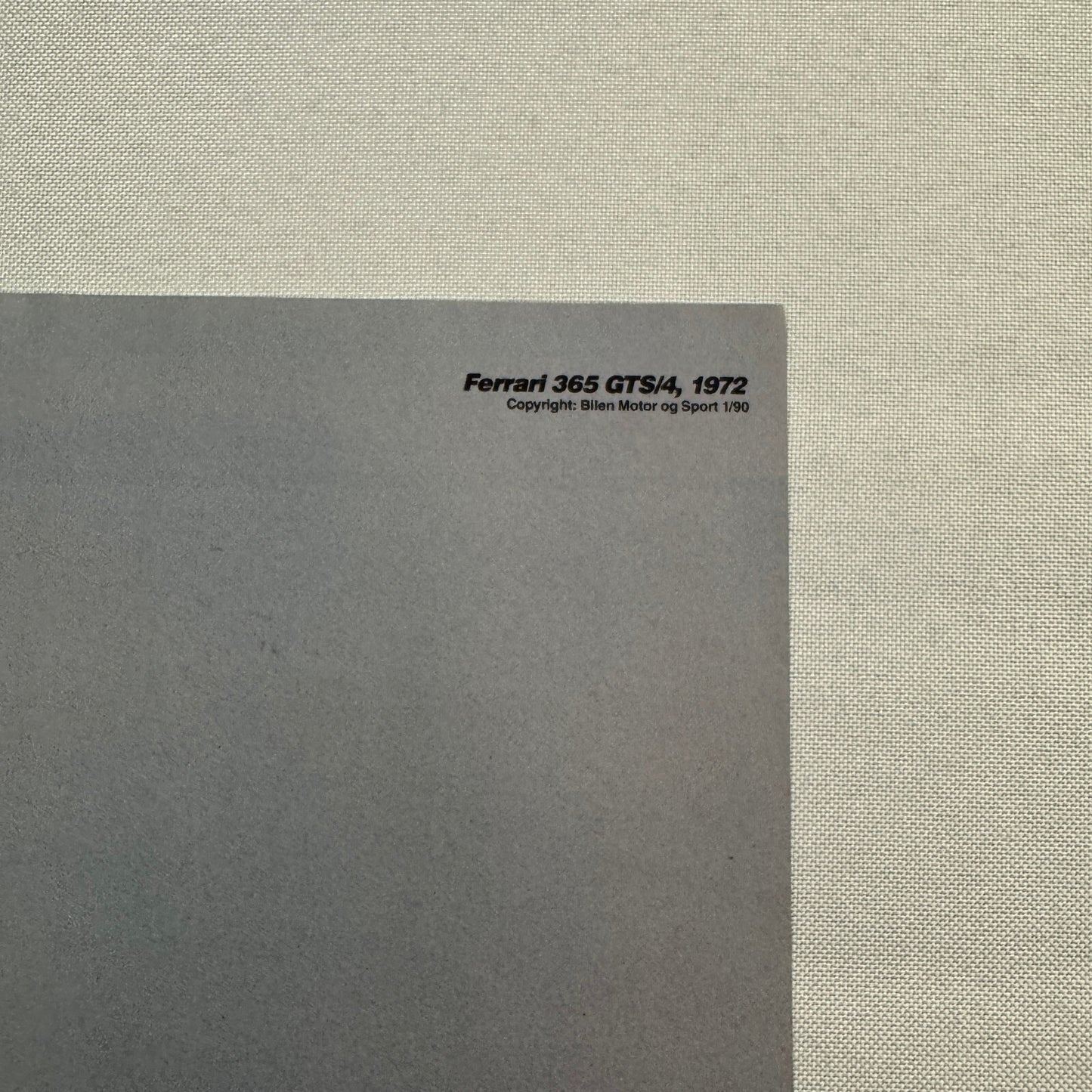 1972 Ferrari 365 GTS/4 Car Magazine Insert Poster European