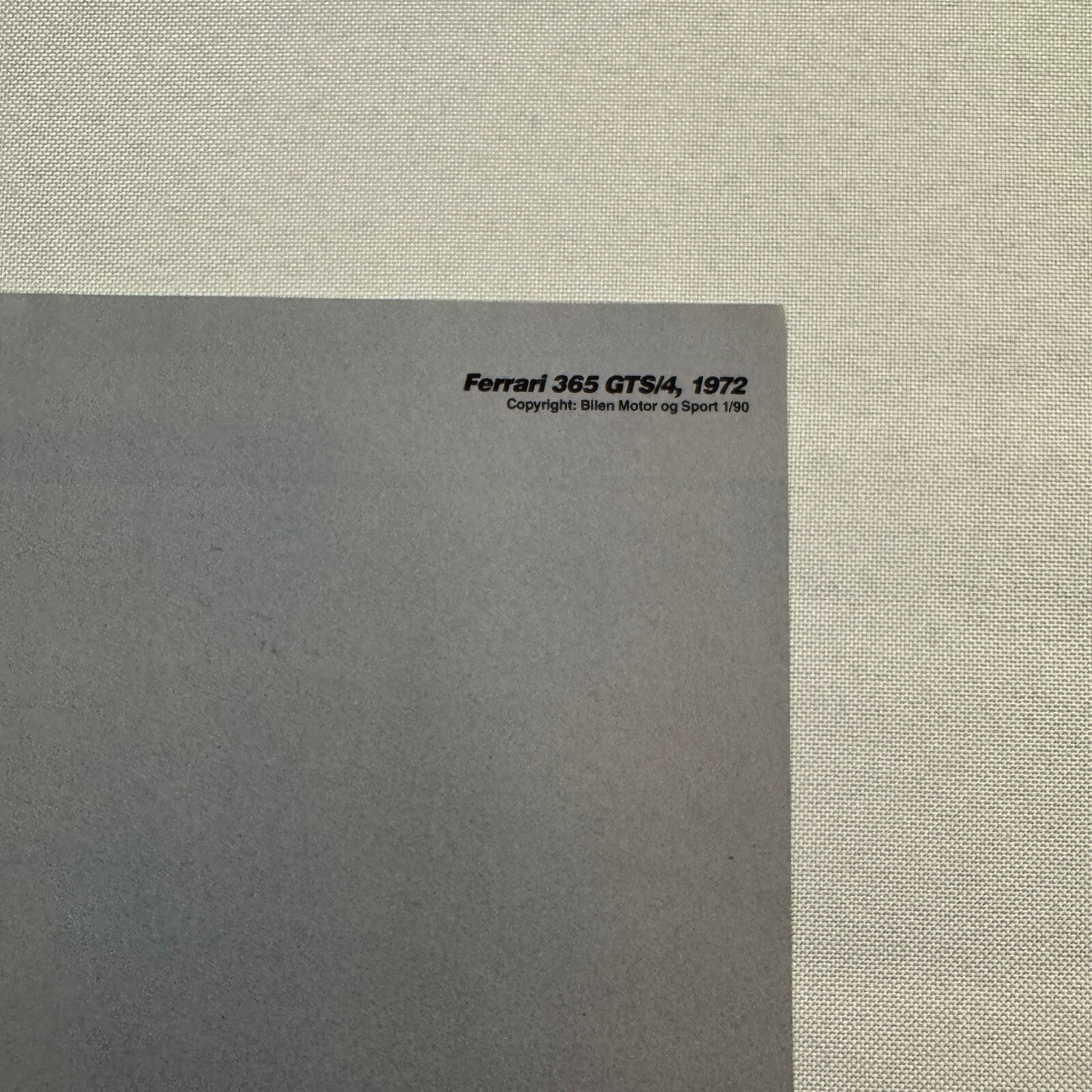 1972 Ferrari 365 GTS/4 Car Magazine Insert Poster European