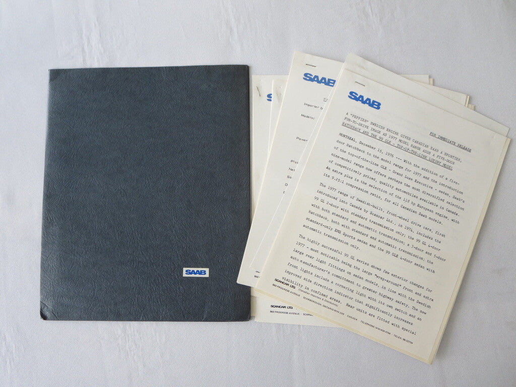 1977 Saab Press Kit Brochure Photos 99 GLE 5-Door Hatchback 99 GL Sport 