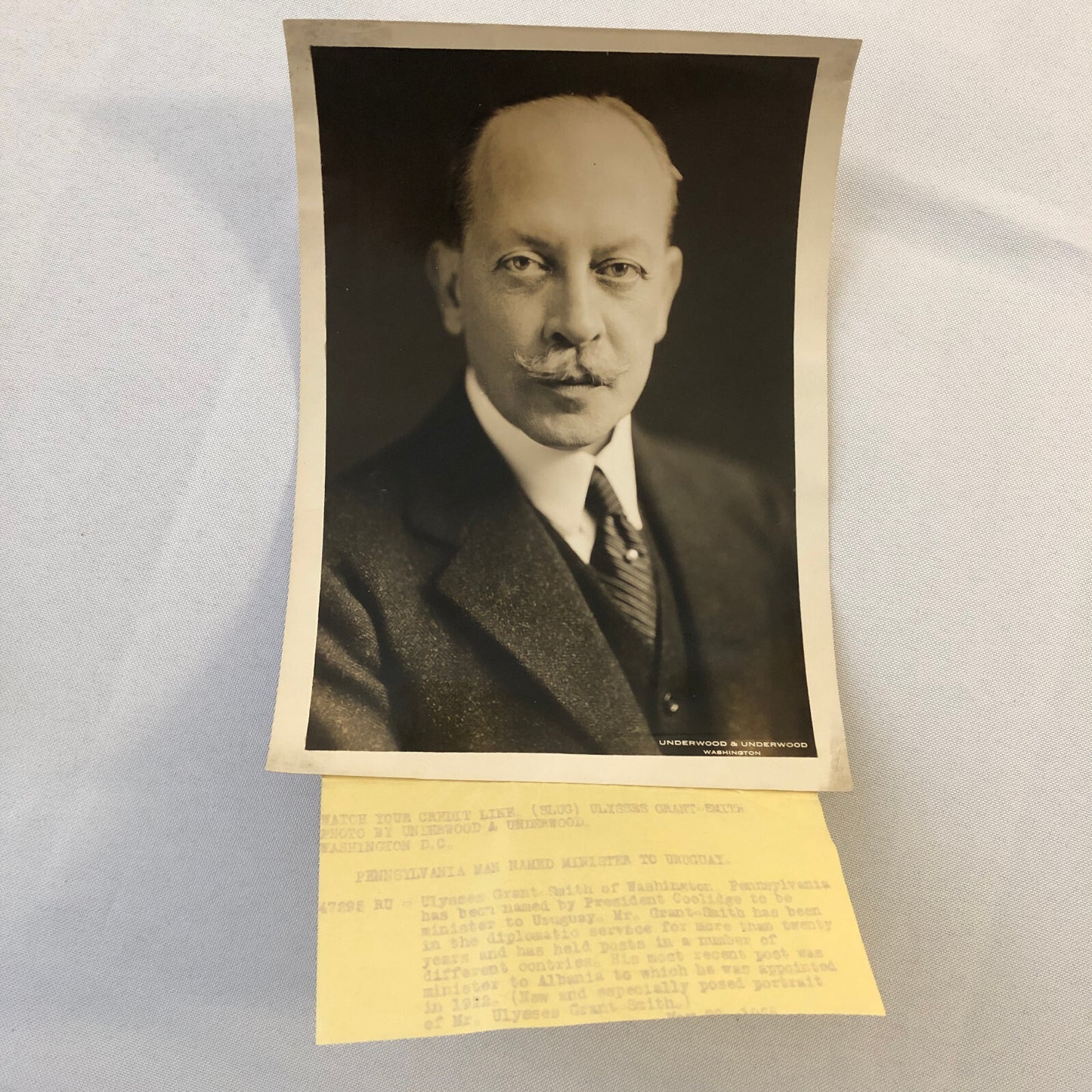 Press Photograph Photo President Calvin Coolidge Ulysses Grant Smith Uruguay
