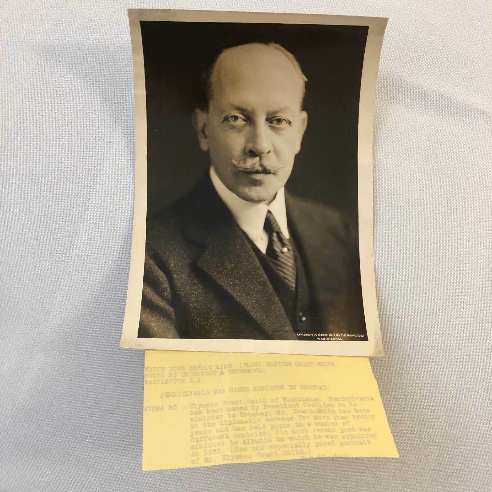 Press Photograph Photo President Calvin Coolidge Ulysses Grant Smith Uruguay