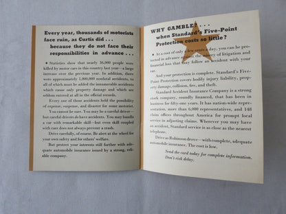 Vintage Standard Accident Insurance Book Sales Brochure 1930s - Auto Insurance 
