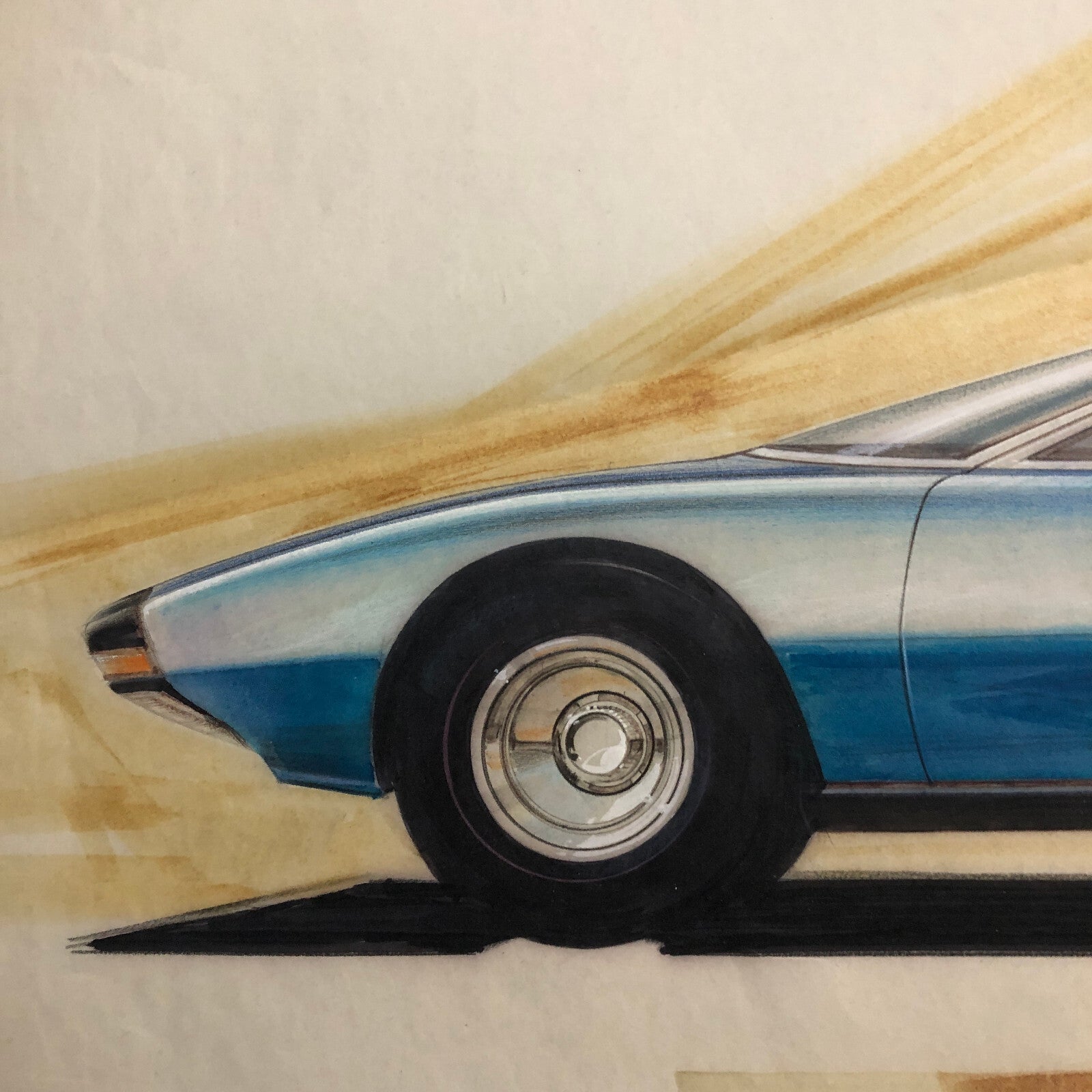 Styling Concept Automobile Illustration Art Drawing Sketch Vintage Car 1968