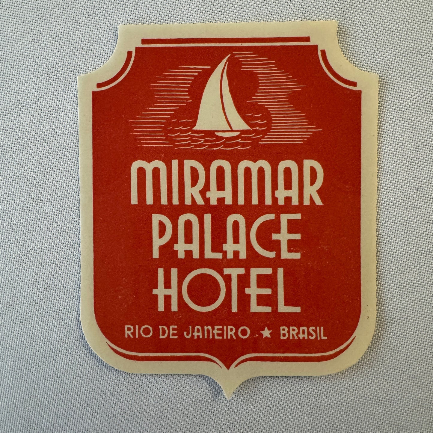 Vintage Hotel Travel Luggage Label Miramar Palace Hotel Rio de Janeiro Brazil