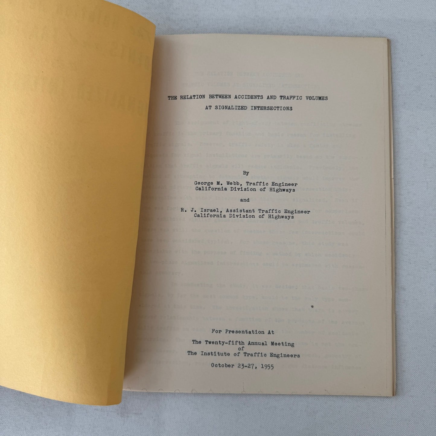 1955 California Traffic Accident Civil Engineering Road Construction Study